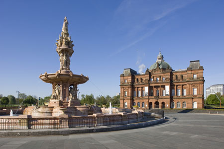 The Doulton Fountain and People's Palace at Glasgow Green