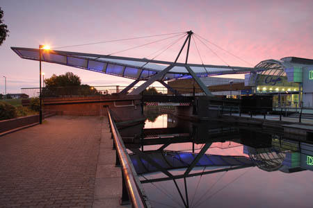 The Swan canal bridge canopy at Clydebank Town Centre