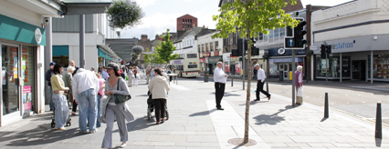 Shoppers in Dumbarton town centre